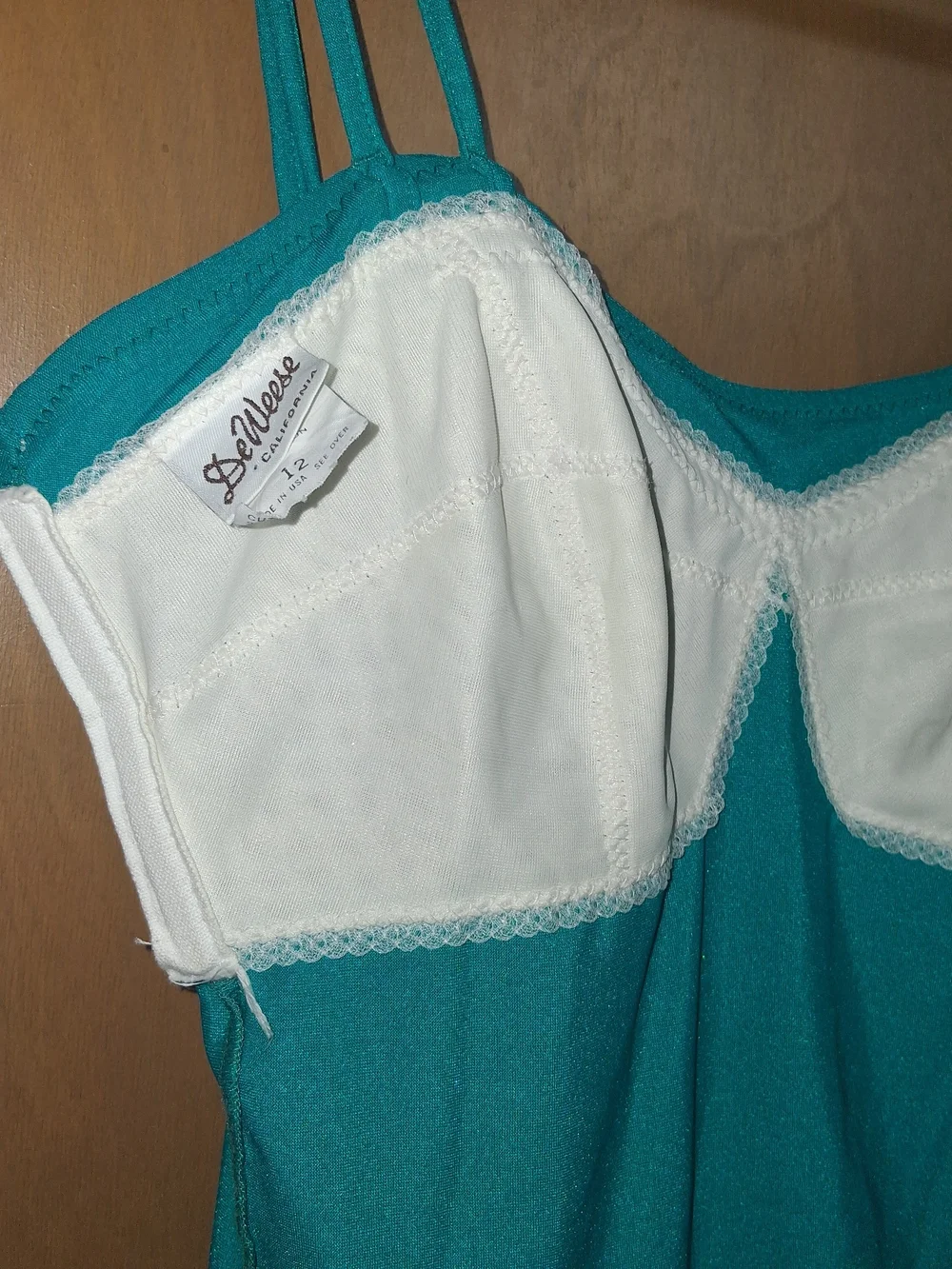 1970s DeWeese Swimsuit Dress Teal Purple Pink Floral One Piece Sundress Size 12